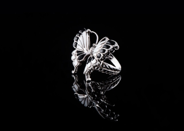 Mother-of-pearl & onyx ring
