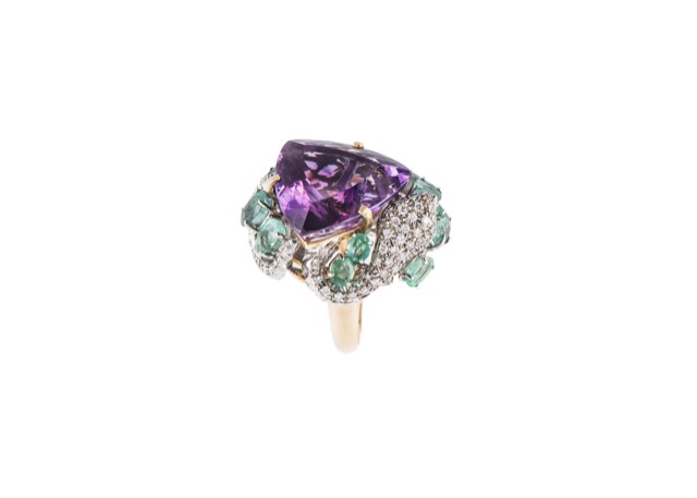 Emerald & amethyst ring