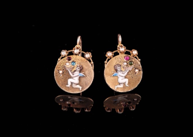 Ruby & sapphire earrings